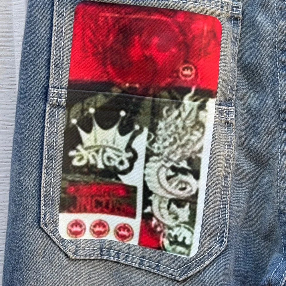 Y2K JNCO Graffiti Collection Jeans Mens 33x29 Blue Vintage Wide Leg Baggy Denim